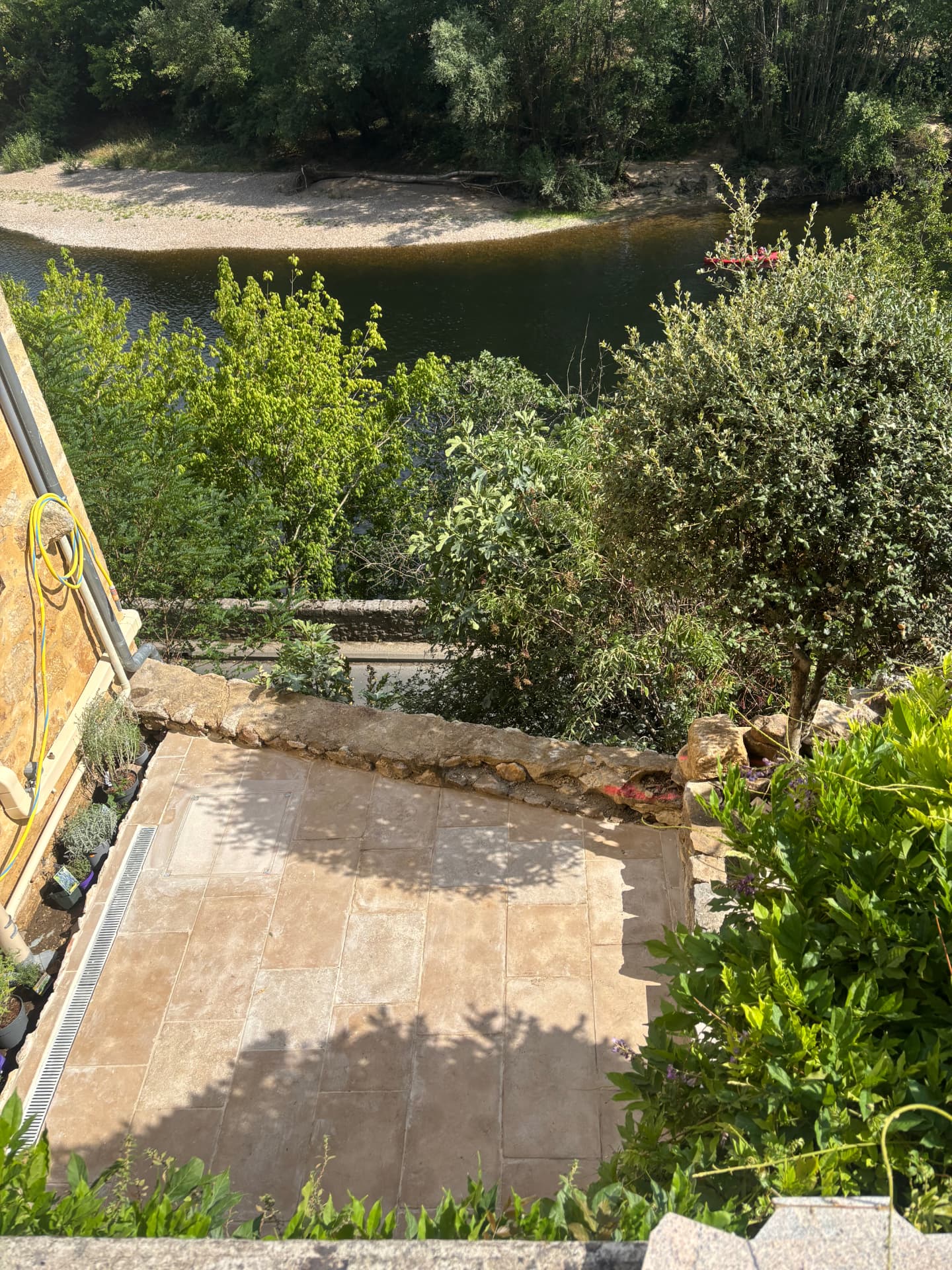 Completed patio looking out over the Dordogne river