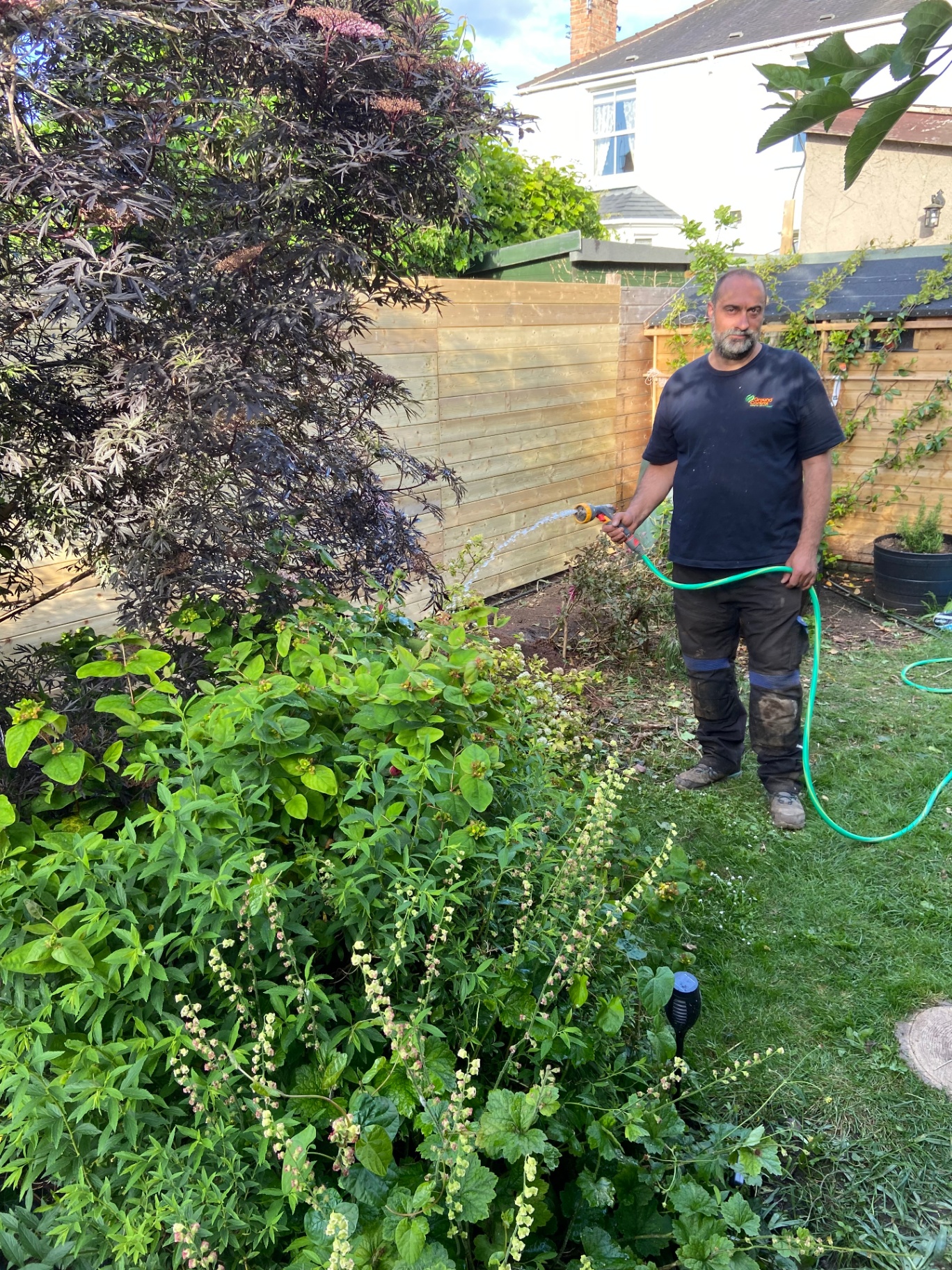 Watering newly planted beds after site clearance